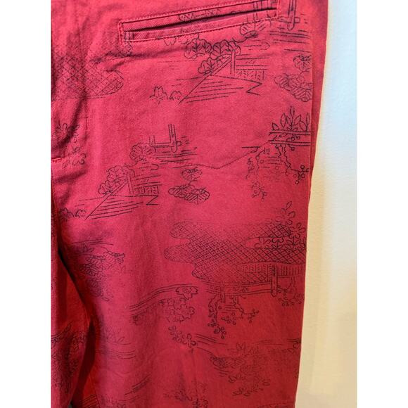 Chico's Design VTG Red Pants Graphic Print High Waisted Straight Leg Pants Sz 12 - Picture 4 of 7